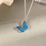 Sterling Silver Butterfly Necklace For Women Gutta Percha Pendant