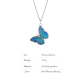 Sterling Silver Butterfly Necklace For Women Gutta Percha Pendant