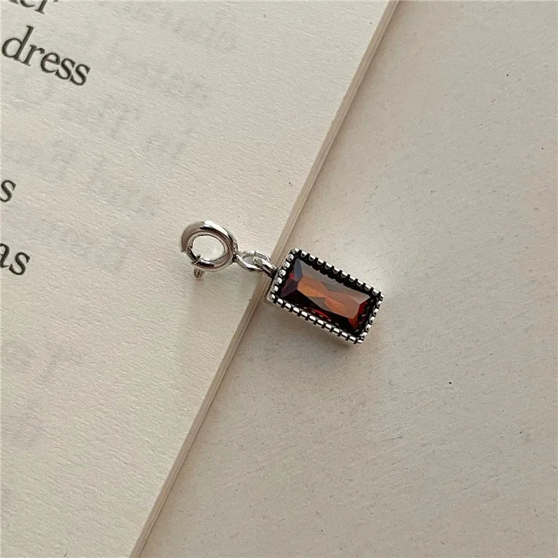 Square Vintage Pendant with Simulated Diamond