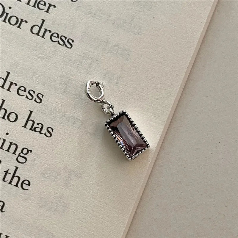 Square Vintage Pendant with Simulated Diamond