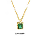 Sterling Silver Simulated Emerald Necklace for Women