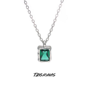 Sterling Silver Simulated Emerald Necklace for Women