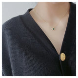 Sterling Silver Simulated Emerald Necklace for Women