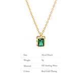 Sterling Silver Simulated Emerald Necklace for Women