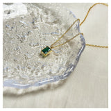 Sterling Silver Simulated Emerald Necklace for Women