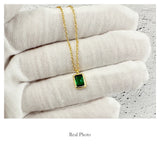 Sterling Silver Simulated Emerald Necklace for Women