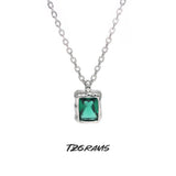 Sterling Silver Simulated Emerald Necklace for Women