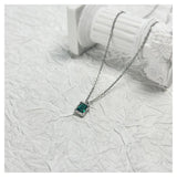 Sterling Silver Simulated Emerald Necklace for Women