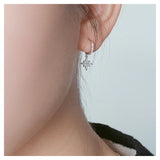 Sterling Silver Star And Moon Earrings Women Gorgeous