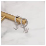 Sterling Silver Star And Moon Earrings Women Gorgeous
