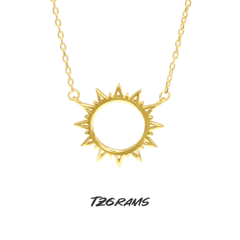 Minimalist Sun Shape Sterling Silver Necklace