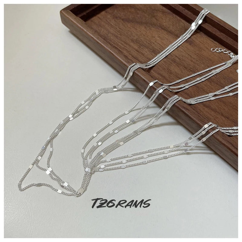 Elegant Sterling Silver Lace Sweater Chain Necklace for Women
