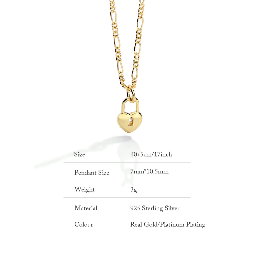 Vintage Lock Necklace Heart Pendant