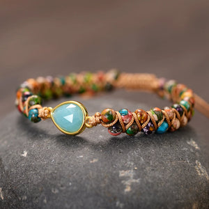Stone Charm Bracelets Amazonite String Braided Strand Bracelets