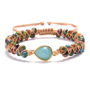 Stone Charm Bracelets Amazonite String Braided Strand Bracelets