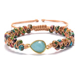 Stone Charm Bracelets Amazonite String Braided Strand Bracelets