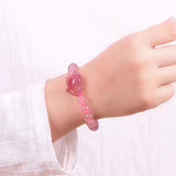 Strawberry Crystal Bracelet with Fox Stone 10mm Beads