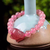 Strawberry Crystal Bracelet with Fox Stone 10mm Beads
