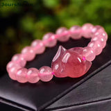 Strawberry Crystal Bracelet with Fox Stone 10mm Beads