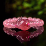 Strawberry Crystal Bracelet with Fox Stone 10mm Beads