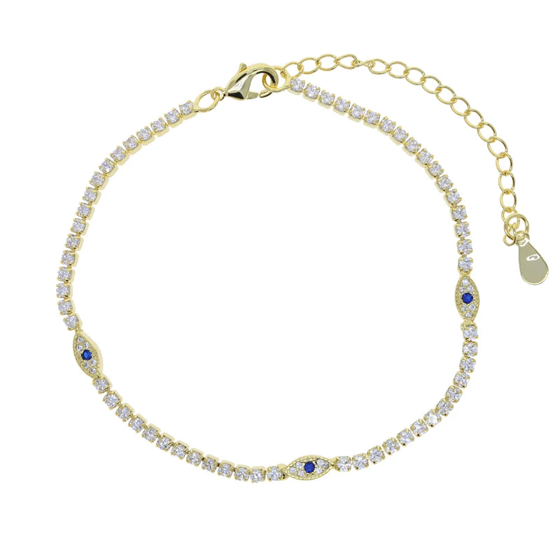 Evil Eye Charm Foot Anklet 2mm Chain Women