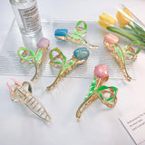 Summer Big Tulip Metal Hair Clip Claws Alloy Epoxy Shark Clip