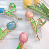 Summer Big Tulip Metal Hair Clip Claws Alloy Epoxy Shark Clip