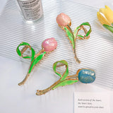 Summer Big Tulip Metal Hair Clip Claws Alloy Epoxy Shark Clip