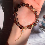 Tea Crystal Bracelet DIY 10mm Beads Tassel Hand Row