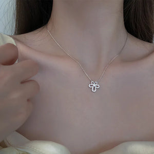 925 Silver Sun Flower Necklace with Zircon - Romantic Gift for Women