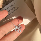 925 Silver Sun Flower Necklace with Zircon - Romantic Gift for Women