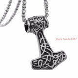 Thors Hammer Celtic Knot Myth Stainless Steel Pendant with Chain Necklace