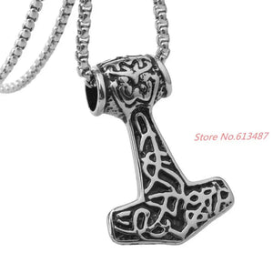 Thors Hammer Celtic Knot Myth Stainless Steel Pendant with Chain Necklace