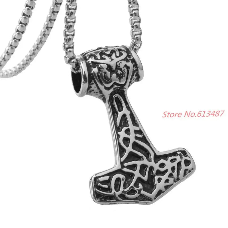Thors Hammer Celtic Knot Myth Stainless Steel Pendant with Chain Necklace