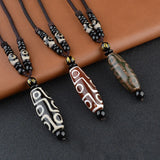 Tibetan Nine Eyes Crystal Pendant Tian Zhu Necklace