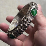 Ethnic Tibetan Silver Gemstone Inlaid Bracelet Jewelry