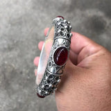 Ethnic Tibetan Silver Gemstone Inlaid Bracelet Jewelry