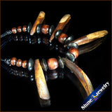 Tibetan Tribal Wood Beads Leather Necklace