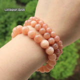 Natural Sunstone Beads Bracelet Women Stretch Beaded Bracelet