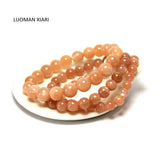 Natural Sunstone Beads Bracelet Women Stretch Beaded Bracelet