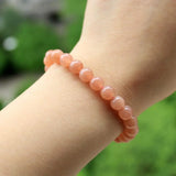 Natural Sunstone Beads Bracelet Women Stretch Beaded Bracelet