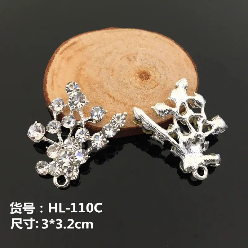30pcs/lot Colorful Rhinestone Alloy Flowers Charm Pendant