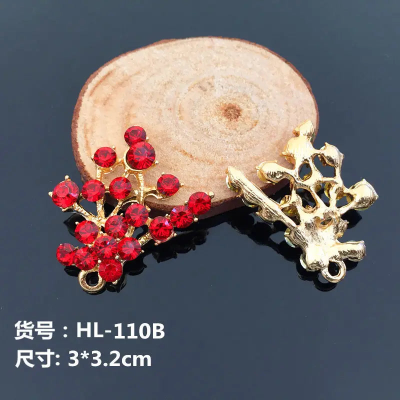 30pcs/lot Colorful Rhinestone Alloy Flowers Charm Pendant