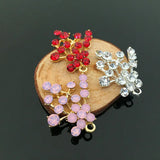 30pcs/lot Colorful Rhinestone Alloy Flowers Charm Pendant