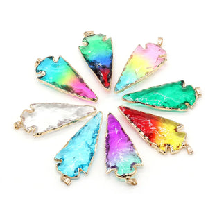 Triangle Crystal Glass Alloy Pendant Charms for DIY Jewelry Making