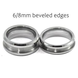 Tungsten Blank Rings For Inlay Polished Beveled Edges Tungsten Ring Core