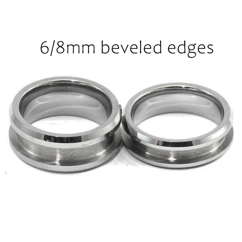 Tungsten Blank Rings For Inlay Polished Beveled Edges Tungsten Ring Core