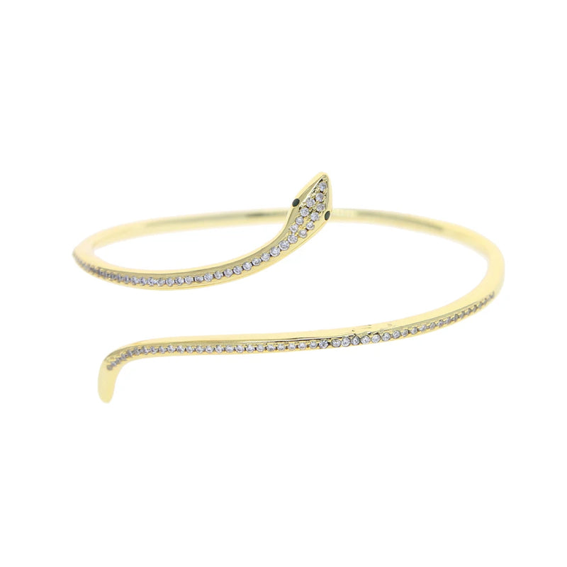 Snake Wrist Bracelet With Cz Paved Bangle Jewelry For Women Lady