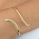 Snake Wrist Bracelet With Cz Paved Bangle Jewelry For Women Lady