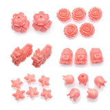 50pcs Coral Resin Starfish Flowers Buddha Head Shape Beads for Jewelry Making